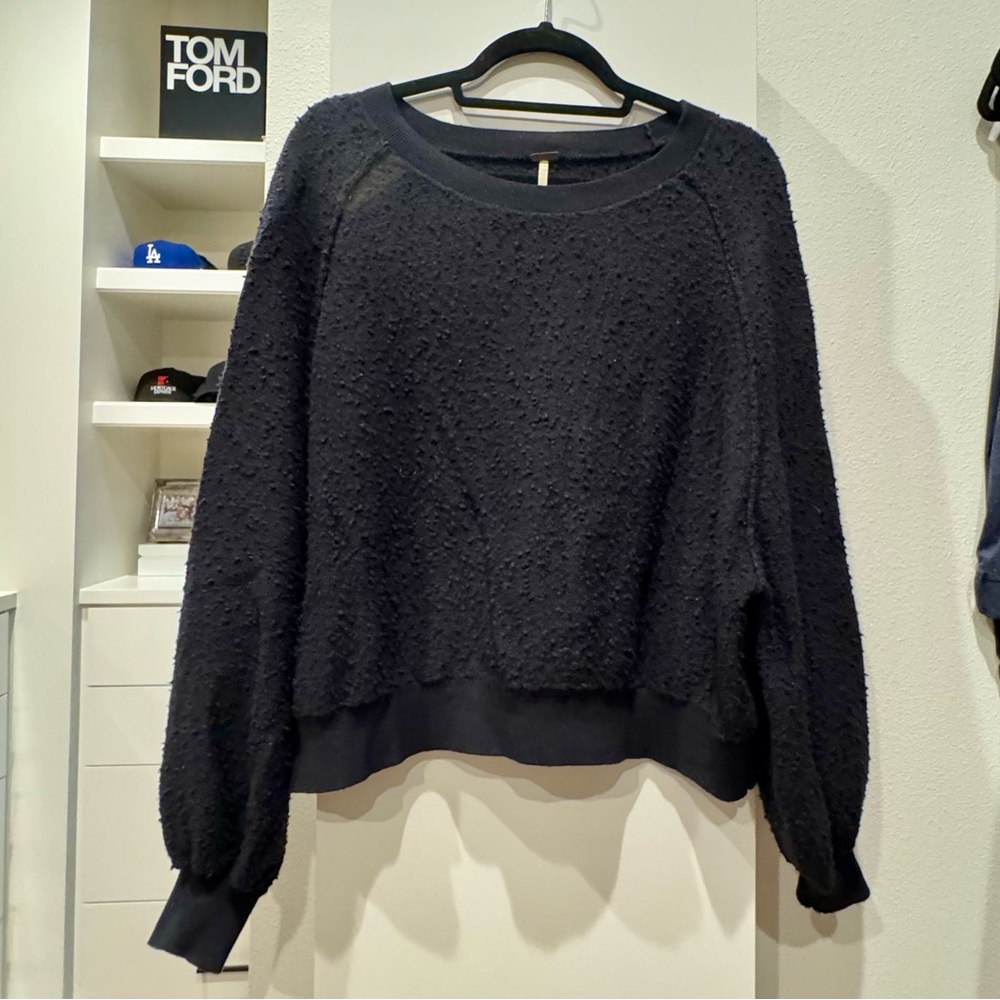 Free People My Friend Black Soft and Stretchy Pullover Sweatshirt.